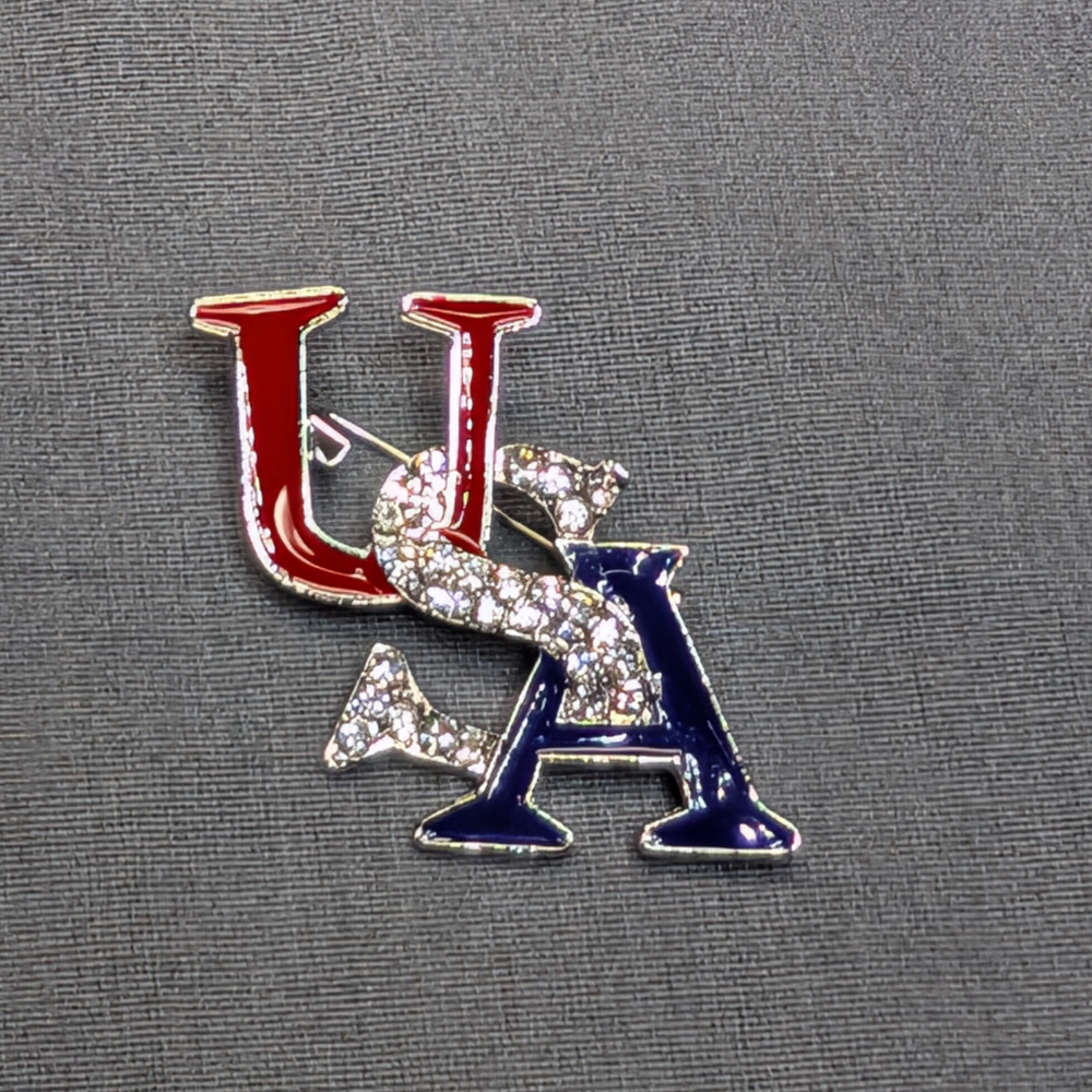 USA Patriotic Crystal Lapel Pin