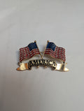 America Twin Flag Patriotic Lapel Pin