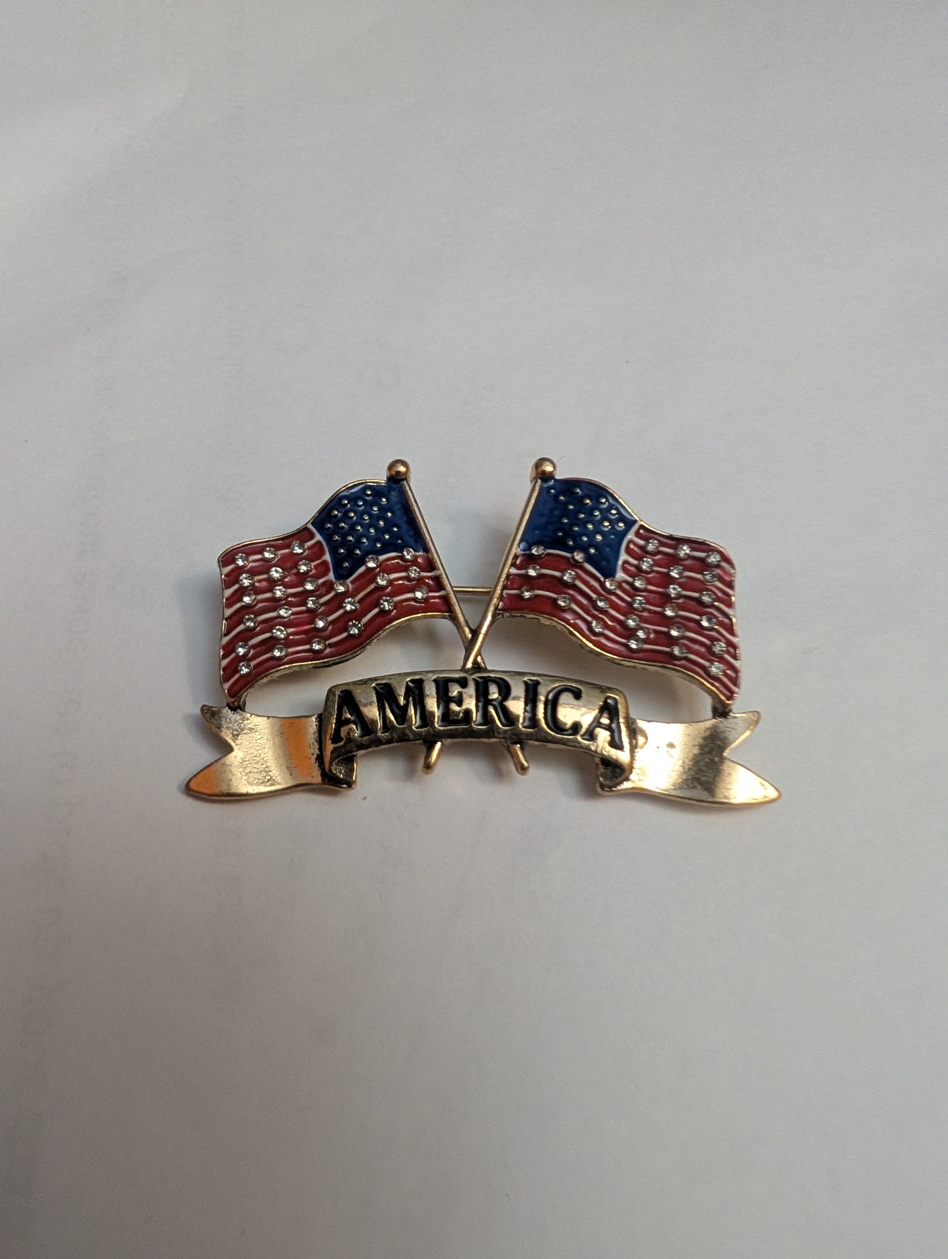 America Twin Flag Patriotic Lapel Pin