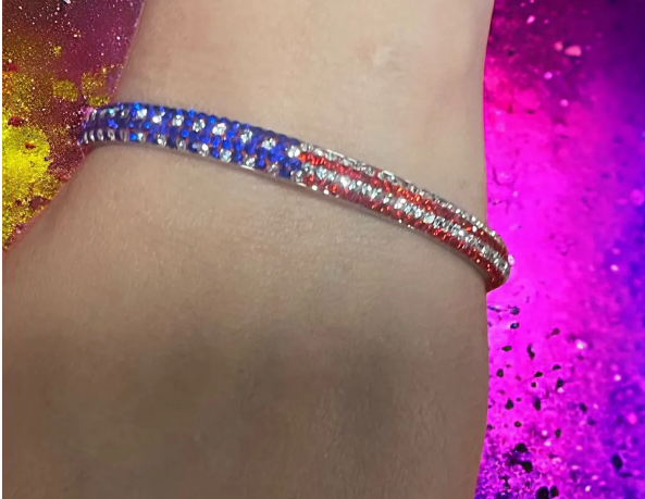 Patriotic Crystal Bangle Bracelet