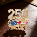 America 250th Anniversary Crystal Brooch Pin
