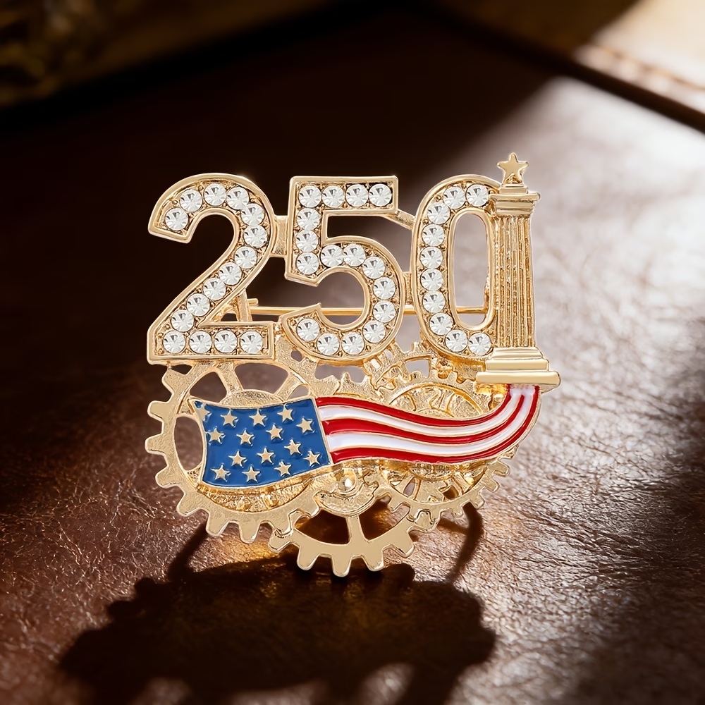 America 250th Anniversary Crystal Brooch Pin