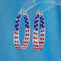 Patriotic Crystal Hoop Earrings