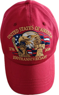 America 250th Anniversary Embroidered Baseball Cap (Red)
